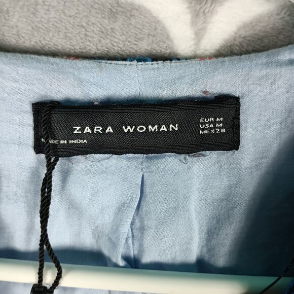 Zara Woman Open Front Jacket Medium Tribal Kimono Cardigan Fringe - Picture 3 of 13